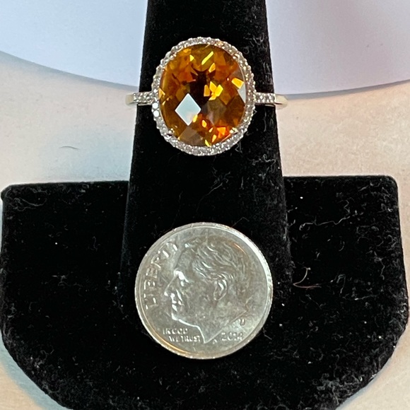 10k Gold Citrine and White Zircon Ring - Picture 3 of 8